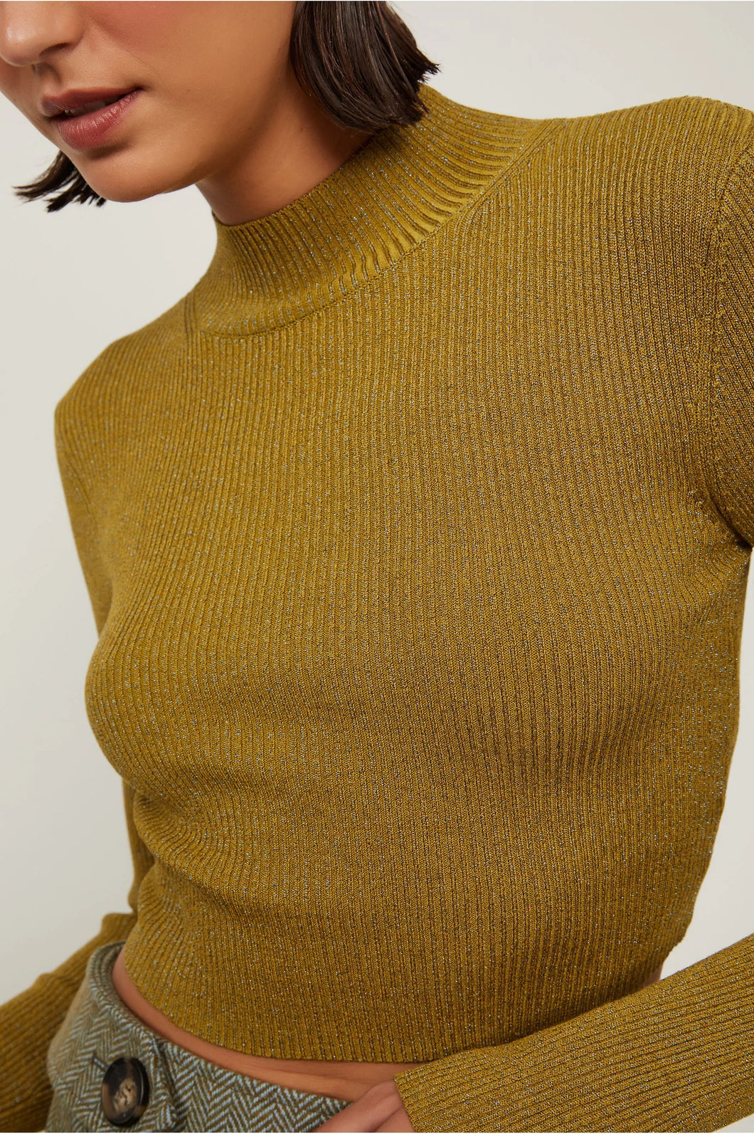 TOP GOLA ALTA CROPPED LUREX DE TRICOT