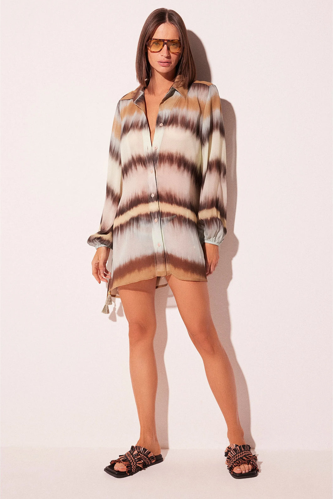 CHEMISE CURTO LISTRADO TIE DYE