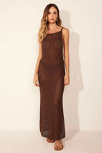 Load image into Gallery viewer, MIDI DRESS WITH OPEN SIDES BROWN NET
