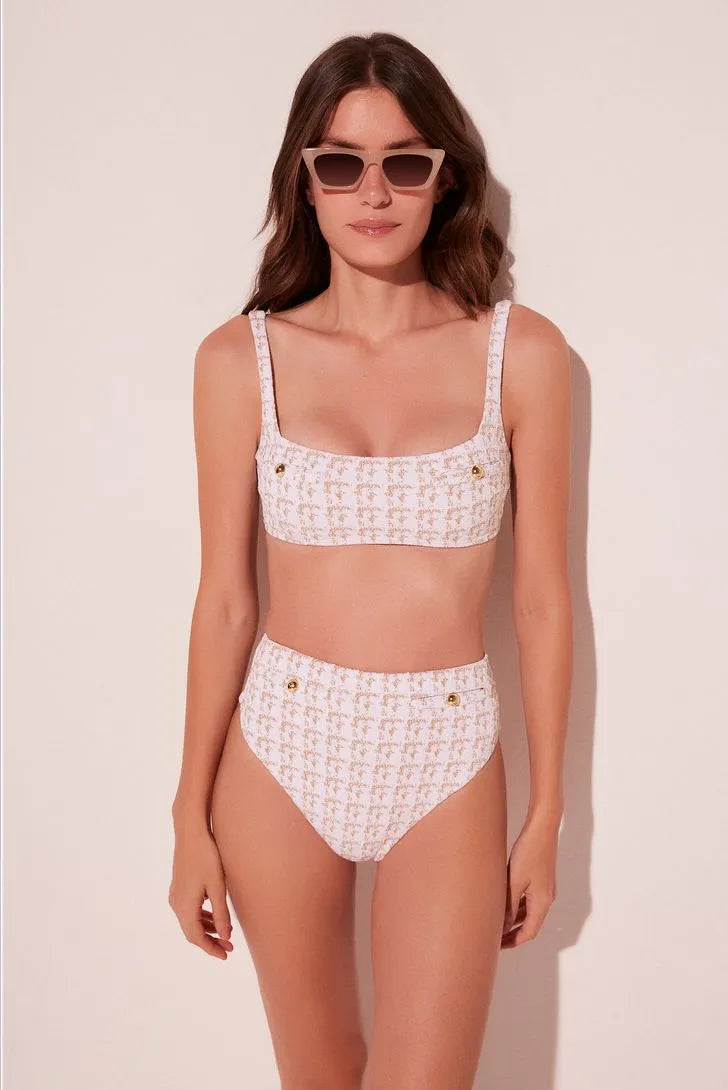 BIQUINI SUTIA ALCA E CALCINHA HOT PANTS TWEED DIA