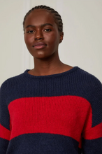 Load image into Gallery viewer, WIDE STRIPPED TRICOT KNITTED BLOUSE
