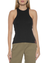 Load image into Gallery viewer, BLACK RIB HALTER TANK TOP
