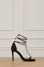 Load image into Gallery viewer, SANDALIA DE COURO SALOME CRISTAIS PRETA
