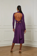 Load image into Gallery viewer, VESTIDO GOLA ALTA TRICOT AMARRACAO ROXO
