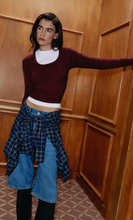 Load image into Gallery viewer, BLUSA ML DECOTE QUADRADO BASIC VINHO

