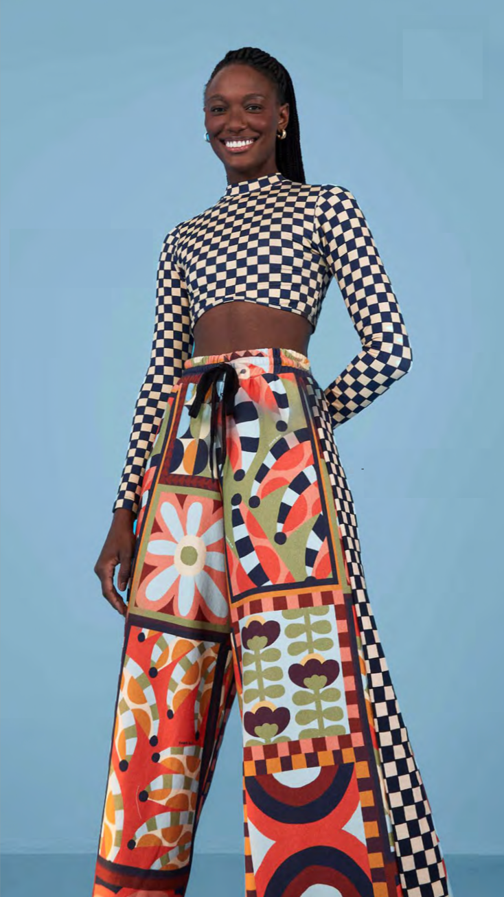 TROPICAL GRAPHIC CUT OUT BLOUSE