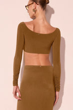 Load image into Gallery viewer, BLUSA CROPPED + SAIA LONGA GOTAS DOURADO SET
