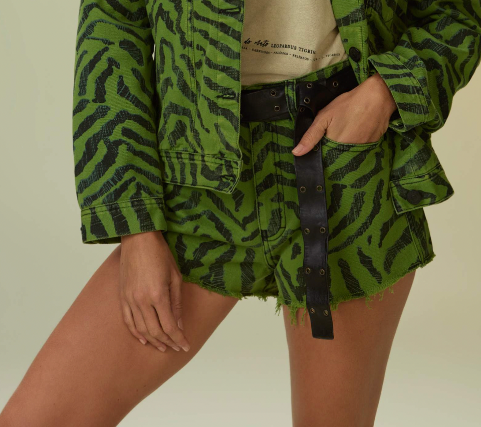 SHORT BOX ESTAMPA FOLHAGEM PALMEIRA